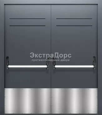 Металлическая противопожарная дверь ДМП-01-60 темно-серая двупольная