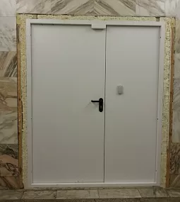 Белая огнеупорная дверь для подъезда