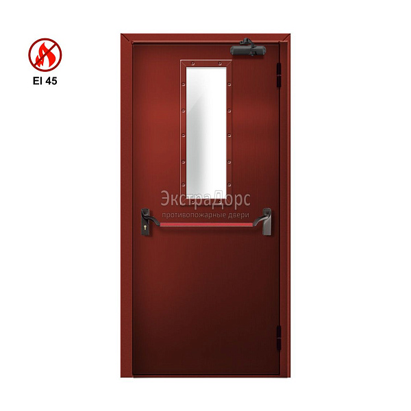 Противопожарная дверь EI 45 ДМП-01-EI45 ДП148 однопольная остекленная с антипаникой в Наро фоминске  купить