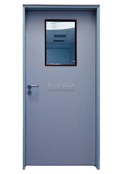 Дверь противопожарная металлическая однопольная EI 30 газодымонепроницаемая со стеклом в Наро фоминске  купить