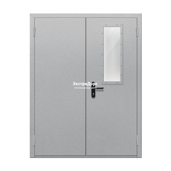 Двупольная огнестойкая дверь EI 60 ДО-02-EI-60 двупольная остеклённая с прямоугольным стеклом в Наро фоминске  купить