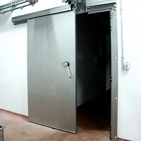 Откатная однопольная дверь из нержавеющей стали
